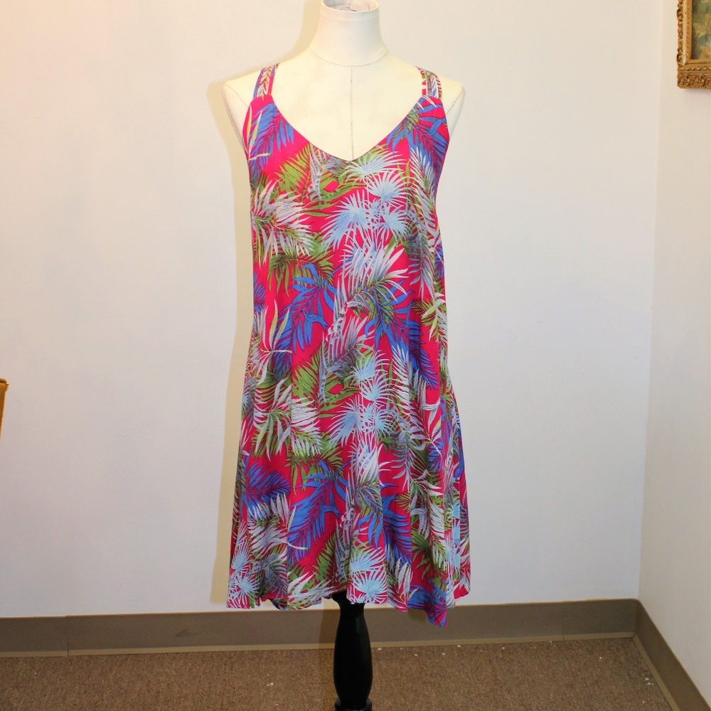 Entro Tropical Print Summer Dress Pink size L